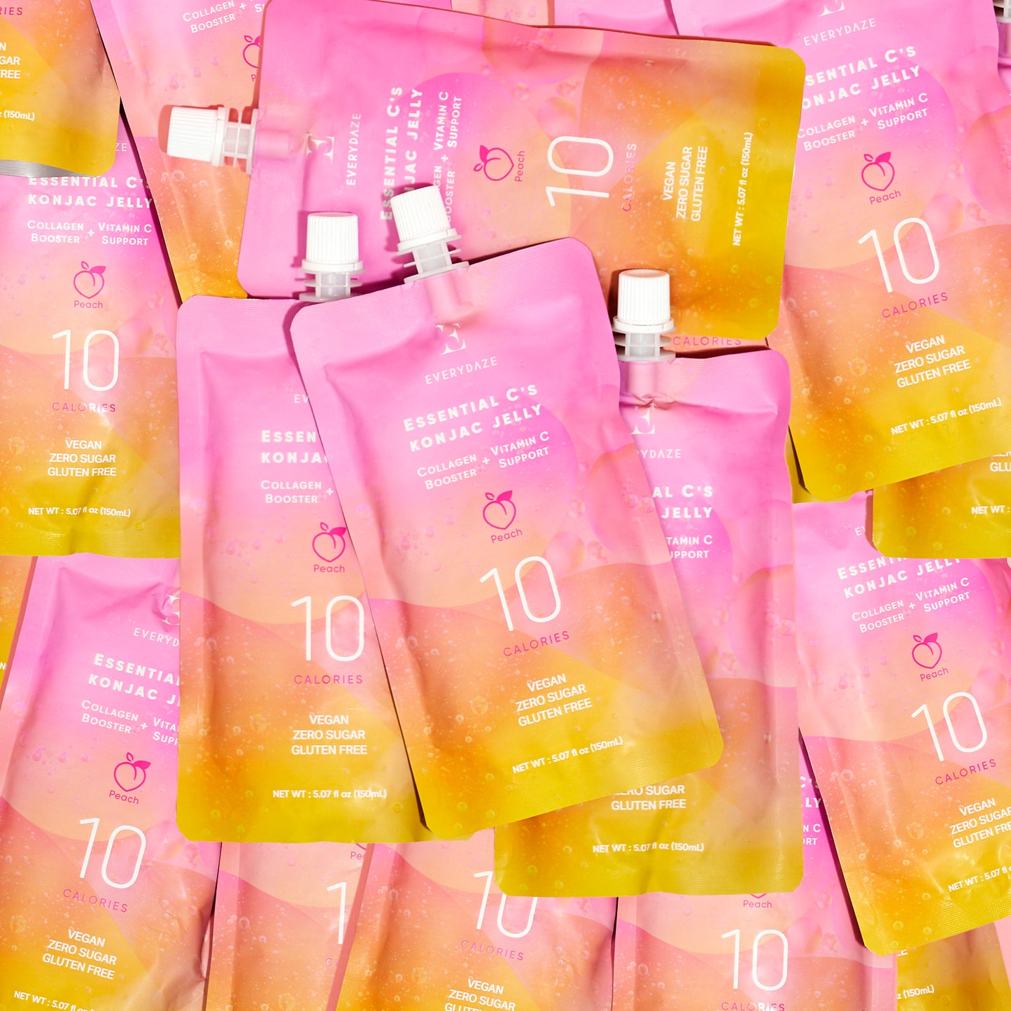 Veganski konjak želeji z okusom breskve, onogaten s kolagenom in vitaminom C