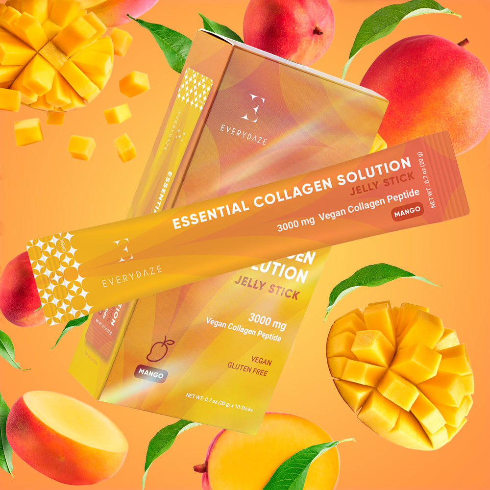 Žele palčka z vegankimi peptidi z okusom manga brez glutena s sadjem