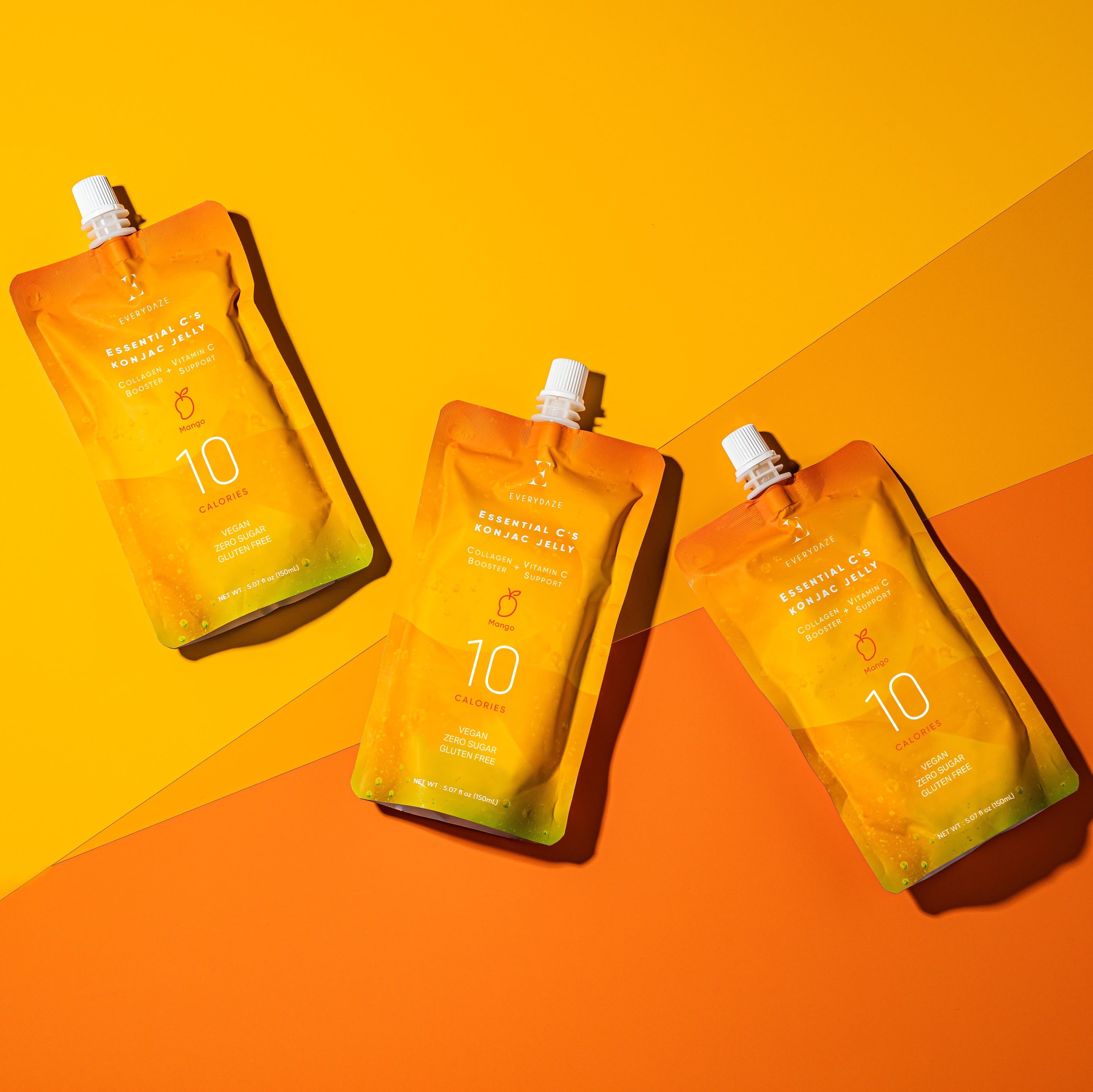 Veganski konjak jelly z okusom manga na oranžni podlagi